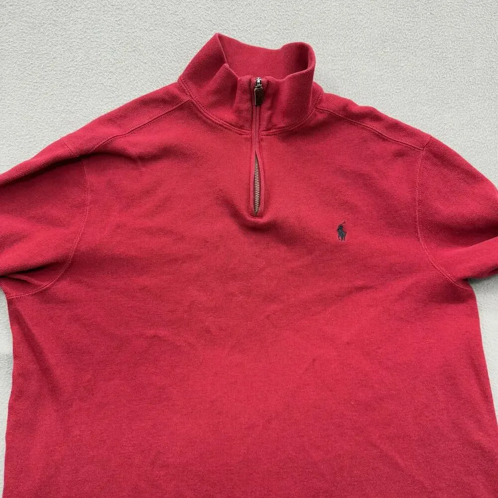Polo by Ralph‎ Lauren Sweater Mens XL Red Quarter Zip Mock Neck Pullover Pony